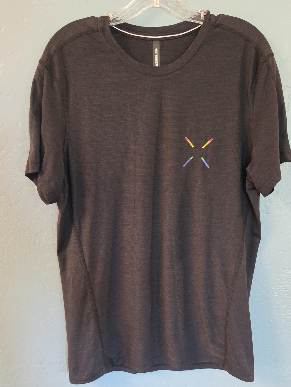 Ten Thousand Charcoal Short Sleeve Crew Tee with Small Multicolor Chest Accent